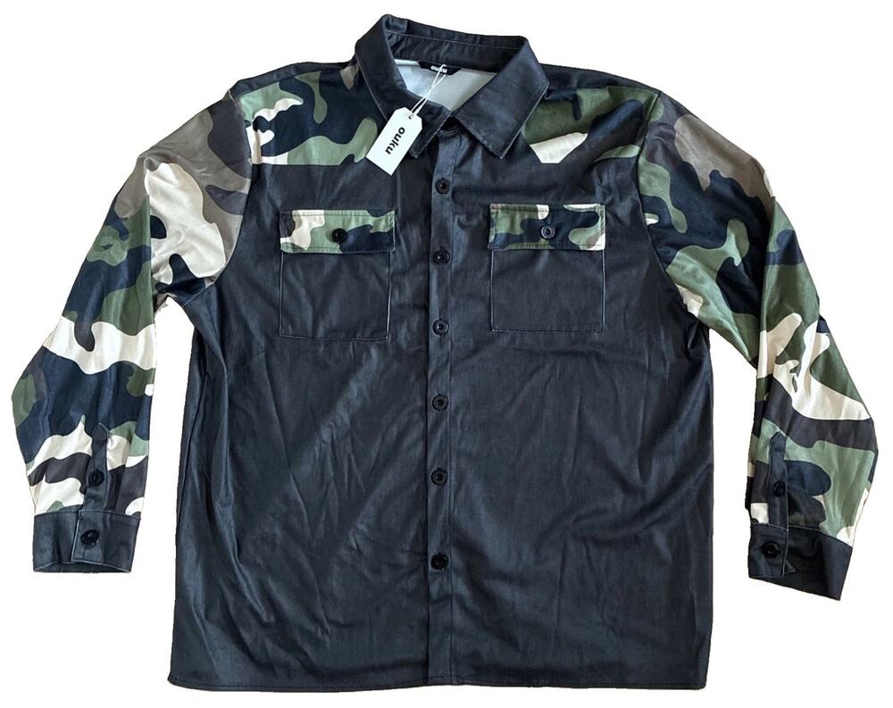 Ouku Men's Size 2XL Long Sleeve Button Up Camo Shirt Brand New